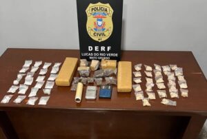 DERF apreende mais de 2,5 quilos de drogas e prende suspeito durante ações em Lucas do Rio Verde