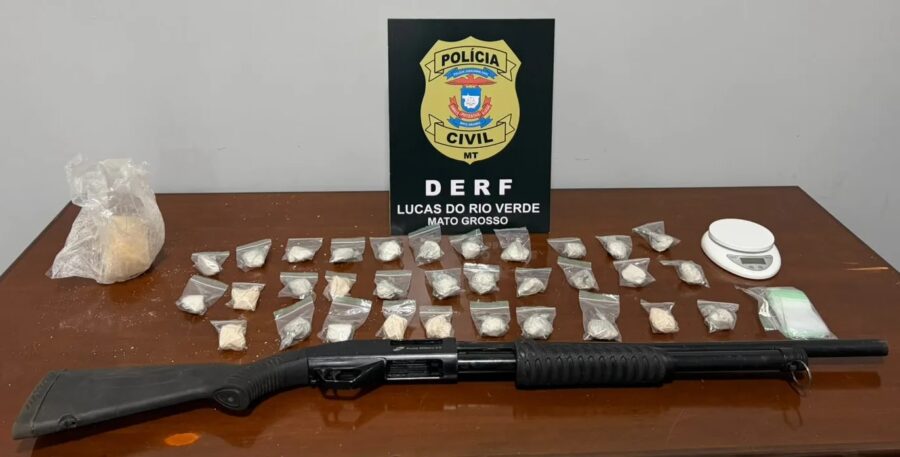 Investigação policial termina com mulher presa por tráfico e posse de arma furtada em Lucas do Rio Verde