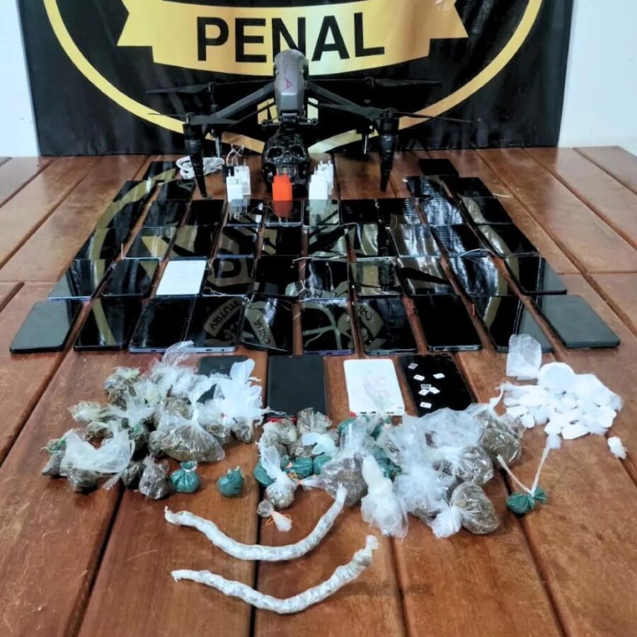 Polícia Penal intercepta drone e apreende 47 celulares e drogas na Mata Grande em Rondonópolis
